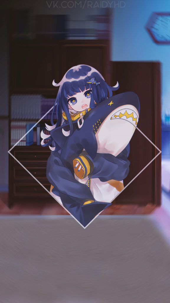 Anime Girl With Shark Hoodie Plushie Aesthetic Wallpaper for Mobile