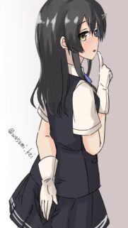 Anime Girl in Uniform Wallpaper – Cute Black Hair Character Art for Mobile Screens