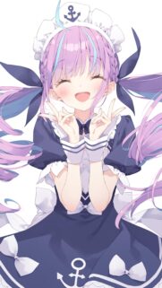 Minato Aqua Anime Girl Cute Maid Outfit Portrait Mobile Wallpaper
