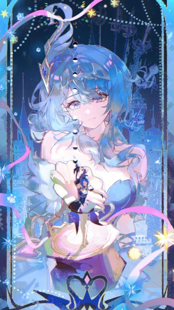 Stunning Anime Girl with Blue Hair Aesthetic Art Wallpaper 4K
