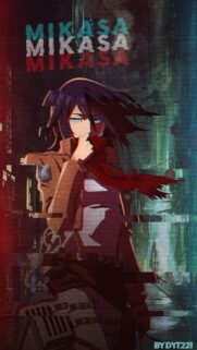 Mikasa Ackerman Attack on Titan Glitch Aesthetic Mobile Wallpaper