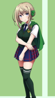 Cute Anime Schoolgirl with Green Uniform High Resolution Mobile Wallpaper