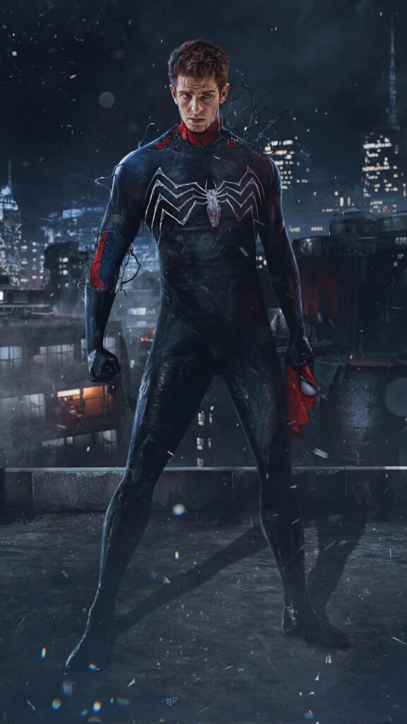 Andrew Garfield Spider-Man Venom Symbiote Suit Urban Rooftop High Definition Wallpaper