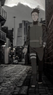 Shikamaru Nara Anime Aesthetic Wallpaper in Monochromatic Urban Setting