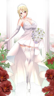 Beautiful Anime Bride in Elegant White Wedding Dress Wallpaper