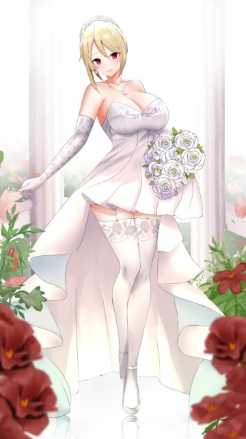 Beautiful Anime Bride in Elegant White Wedding Dress Wallpaper