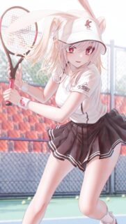 Anime Girl Tennis Player Rabbit Ears High Quality Wallpaper for Mobile