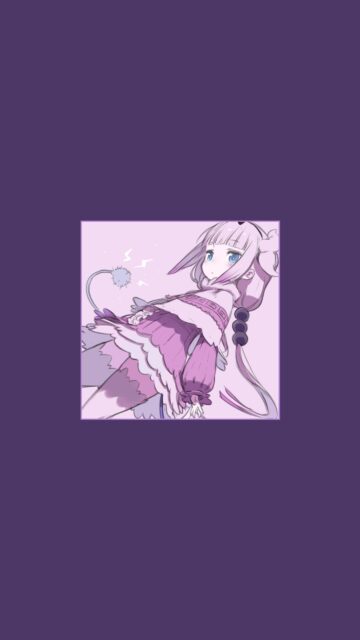Cute Kanna Kamui Anime Girl Purple Aesthetic Mobile Wallpaper for Smartphone