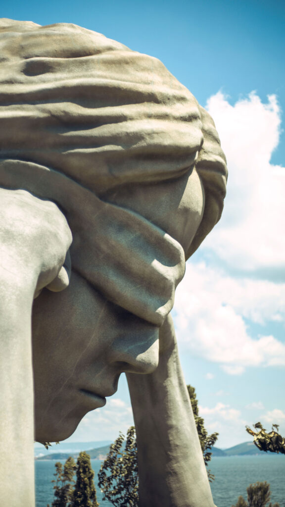 Libra Zodiac Constellation Blindfolded Justice Statue Aesthetic Wallpaper
