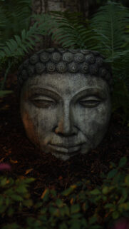 Zen Buddha Garden Statue Peaceful Meditation Spiritual Energy Wallpaper