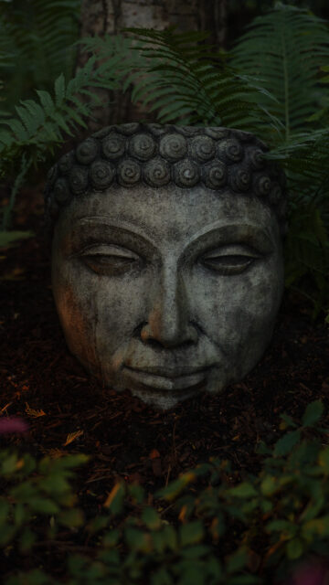 Zen Buddha Garden Statue Peaceful Meditation Spiritual Energy Wallpaper