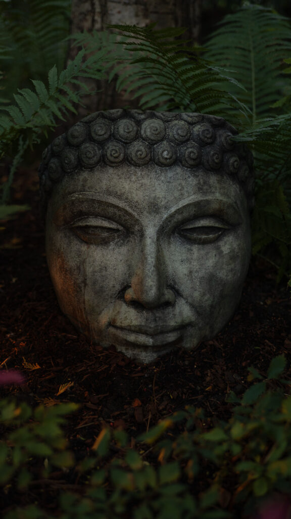 Zen Buddha Garden Statue Peaceful Meditation Spiritual Energy Wallpaper