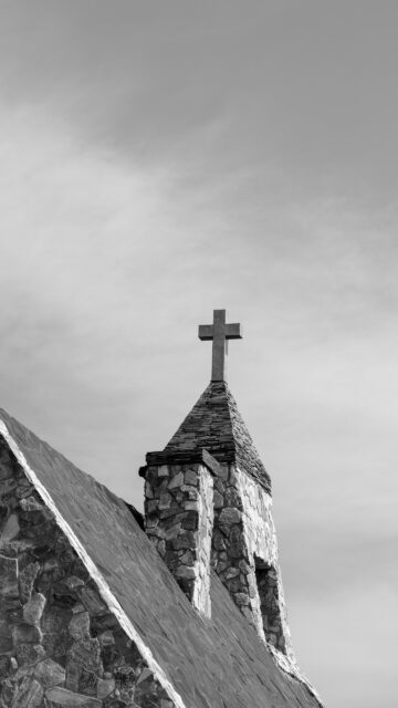 Stone Church Cross Spiritual Energy and Faith Aesthetic Wallpaper