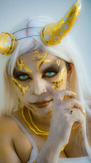 Sagittarius Zodiac Aesthetic Gold Horns Fire Sign Mystical Portrait Wallpaper