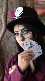 Mystical Tarot Card Reader with Spanish Deck Spiritual Art Wallpaper