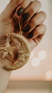 Crystalline Cancer Moon and Star Celestial Zodiac Sign Wallpaper