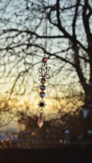 Libra Balance Energy: Aesthetic Sun and Lotus Crystal Hanging Wallpaper