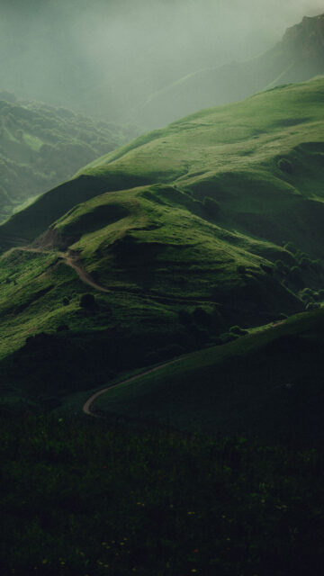 Ethereal Green Mountain Aura Energy Manifestation Phone Wallpaper