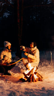 Sagittarius Energy Adventurous Winter Camping Aesthetic Wallpaper