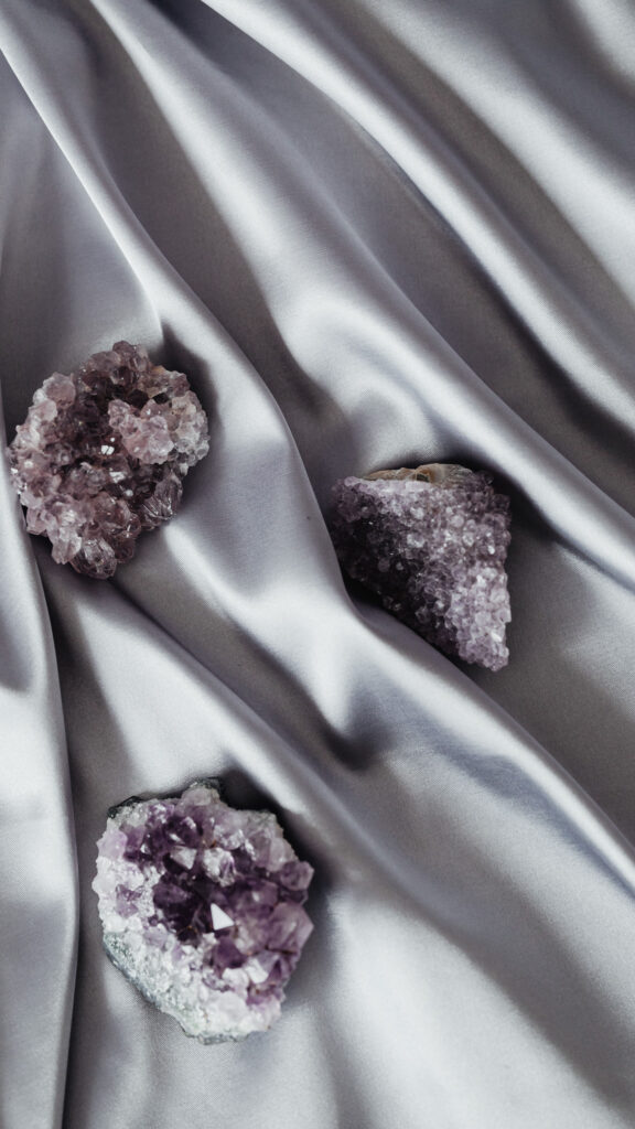 Healing Amethyst Crystal Cluster Energy and Spiritual Balance Wallpaper