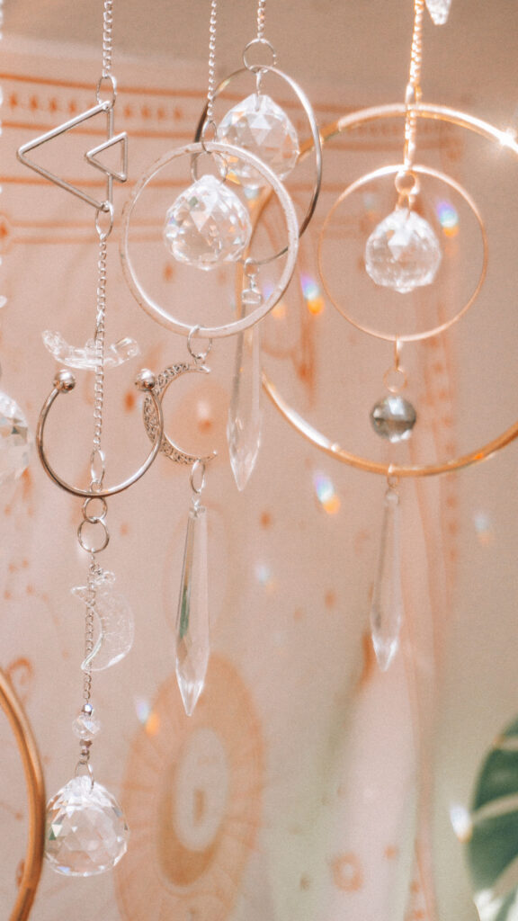 Crystal Magic Moon Phase and Sacred Geometry Energy Aesthetic Wallpaper