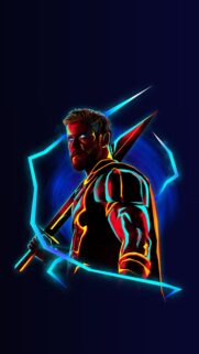 Neon Thor God of Thunder Cyberpunk Style Marvel Wallpaper for Mobile
