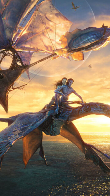 Avatar The Way of Water Jake and Neytiri Flight Mobile Wallpaper