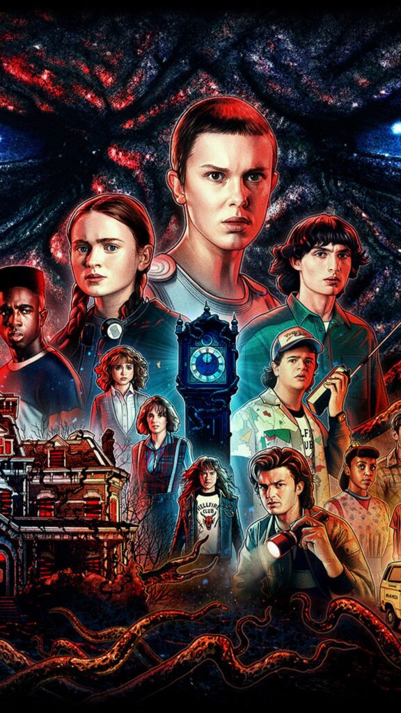 Stranger Things Season 4 Character Illustration Mobile Wallpaper