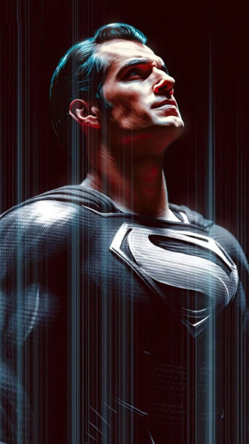Superman Black Suit Artistic Portrait Mobile Wallpaper