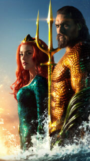 Aquaman and Mera Standing with Trident Mobile Wallpaper