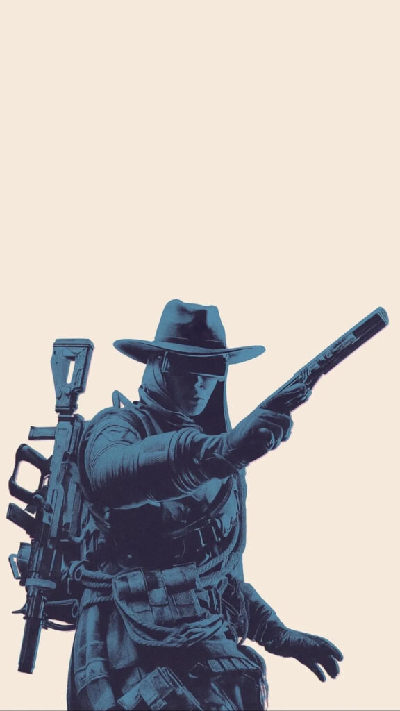 Futuristic Cowboy Warrior Minimalist Portrait Mobile Wallpaper