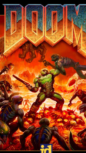 Doom Slayer Intense Hellscape Battle Mobile Wallpaper