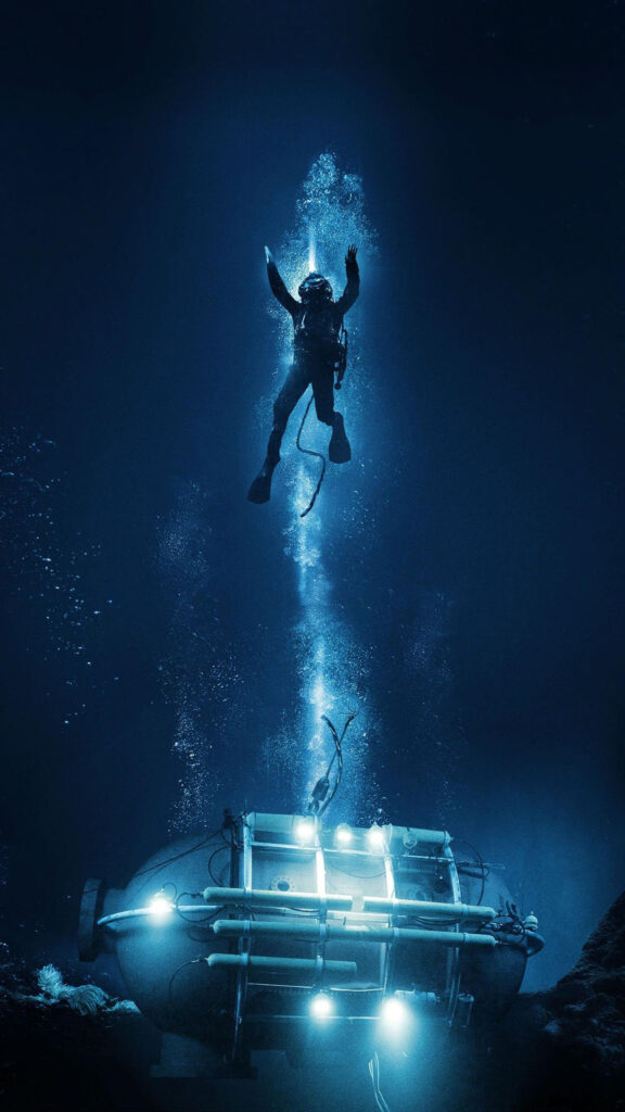 Deep Sea Diver and Underwater Station 4K Mobile Wallpaper