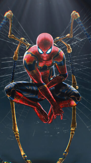 Iron Spider-Man Suit Marvel Superhero High-Definition Mobile Wallpaper