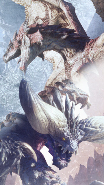 Rathalos and Nergigante Clash Mobile Wallpaper