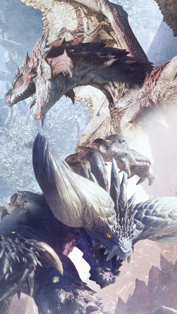 Rathalos and Nergigante Clash Mobile Wallpaper