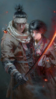 Sekiro Shadows Die Twice Art Featuring Wolf and Kuro Mobile Wallpaper