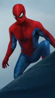 Spider-Man Crouching Pose High Resolution Mobile Wallpaper