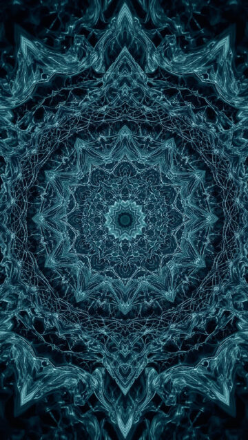 Mystical Teal Fractal Mandala Sacred Geometry Spiritual Wallpaper