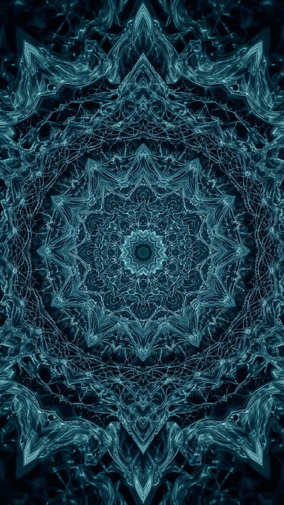 Mystical Teal Fractal Mandala Sacred Geometry Spiritual Wallpaper