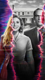 Wanda Maximoff and Vision Surreal Split Tone Mobile Wallpaper
