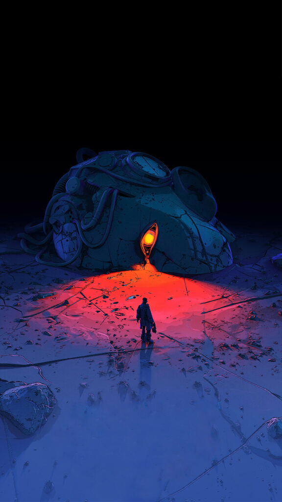 Sci-Fi Explorer Before Alien Machine Mobile Wallpaper