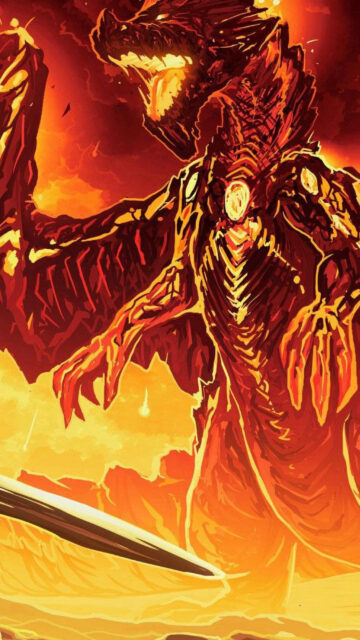 Fiery Red Dragon Monster Mobile Wallpaper
