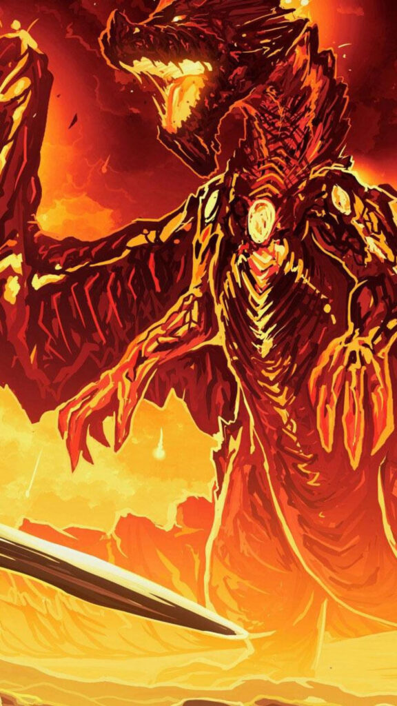 Fiery Red Dragon Monster Mobile Wallpaper