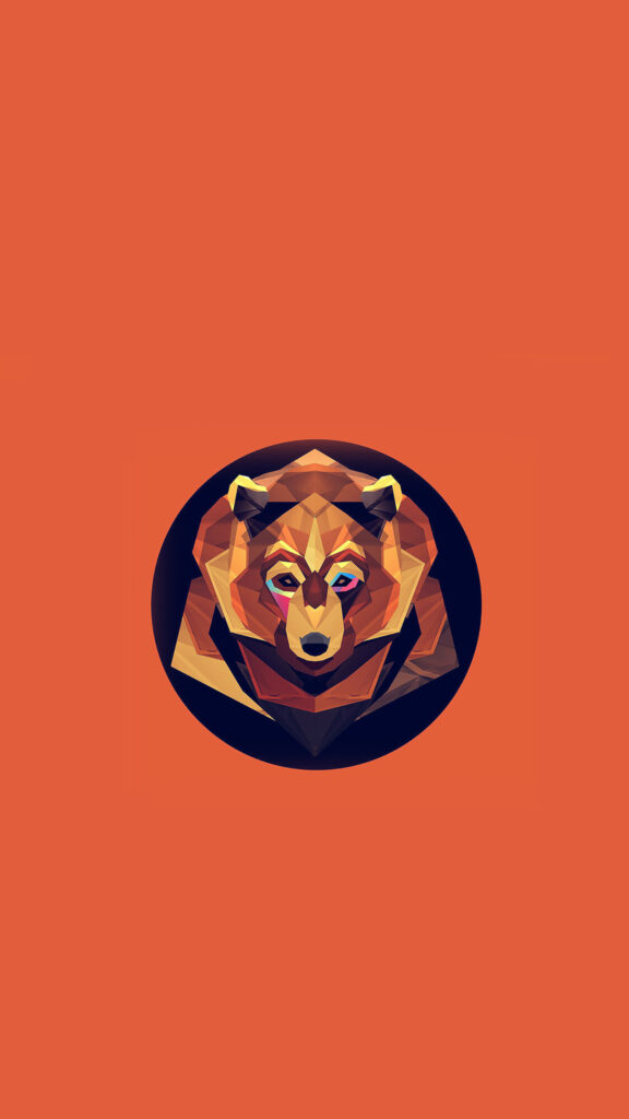 Geometric Brown Bear Illustration Mobile Wallpaper