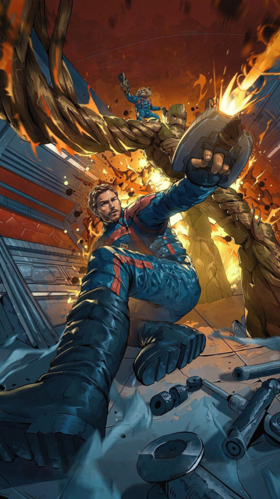 Guardians of the Galaxy Action Heroes Mobile Wallpaper