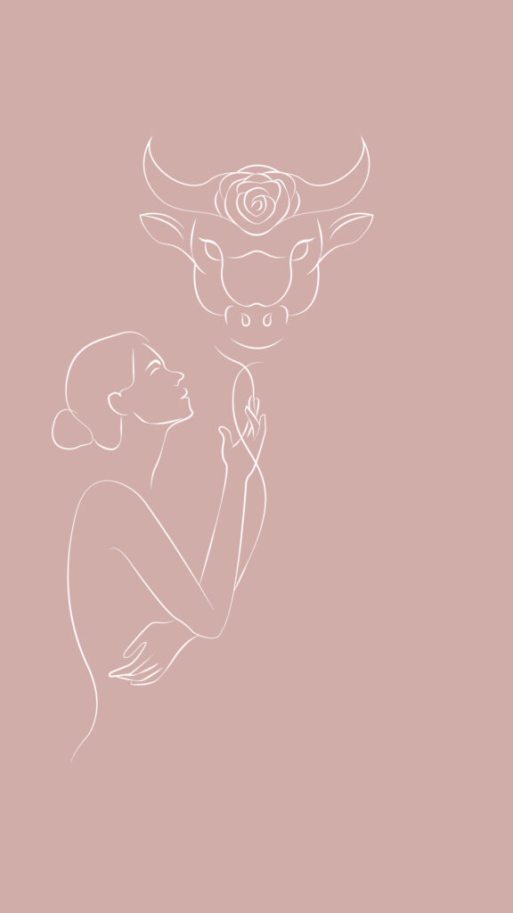 Minimalist Taurus Earth Sign Goddess Spiritual Zodiac Art Wallpaper