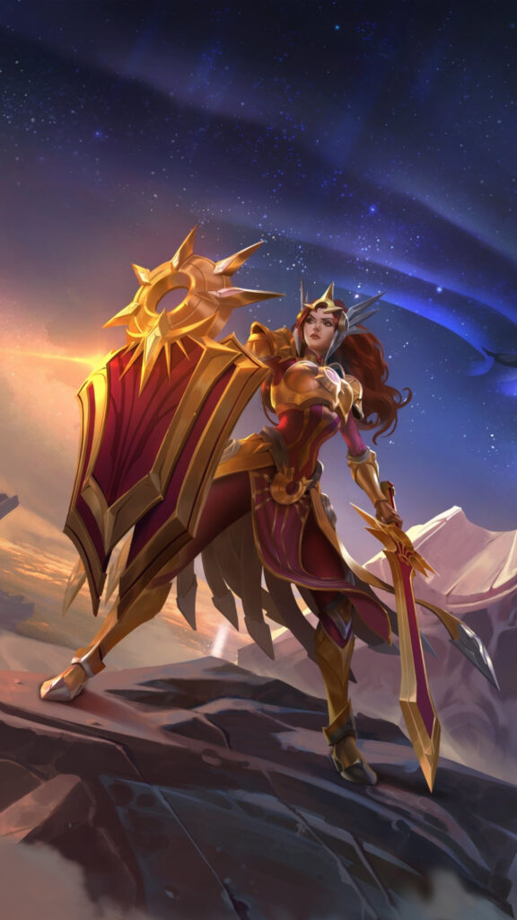 Leona Radiant Warrior Fantasy Digital Art Mobile Wallpaper