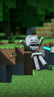 Skeleton Falling in Blocky World Mobile Wallpaper