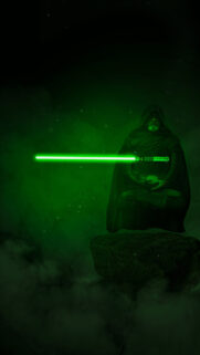 Jedi Master Levitation Green Lightsaber Mobile Wallpaper